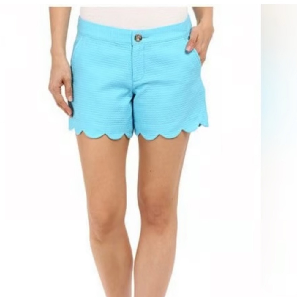 Lily  Pulitzer Chic High Waist Scalloped Blue Shorts